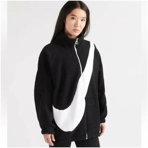 NIKE BIG SWOOSH REVERSIBLE SHERPA JACKET MULIT SIZE RARE BLACK WHITE